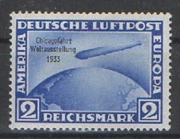 Michel Nr. 497, Chicagofahrt 1933 ungebraucht mit Falz.